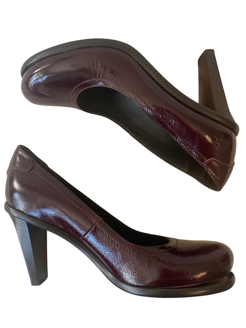Donald J. Pliner Ushi Pumps 7.5 Burgundy Patent Made Italy NIB AS IS